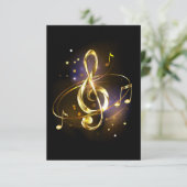 Gold Treble Clef Music Begleitkarte (Stehend Vorderseite)