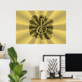 Gold Treble Clef Music Design Poster (Heimbüro)
