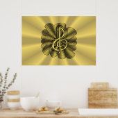 Gold Treble Clef Music Design Poster (Küche)