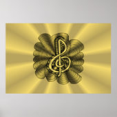 Gold Treble Clef Music Design Poster (Vorne)
