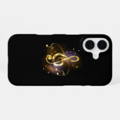 Gold Treble Clef Music iPhone 16 Hülle (Rückseite (Horizontal))