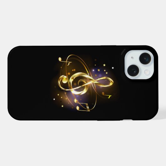 Gold Treble Clef Music iPhone Hülle (Rückseite (Horizontal))