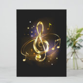 Gold Treble Clef Music Menükarte (Stehend Vorderseite)