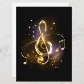 Gold Treble Clef Music Menükarte (Vorne/Hinten)