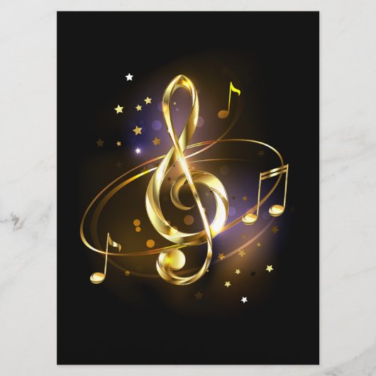 Gold Treble Clef Music Menükarte (Vorderseite)