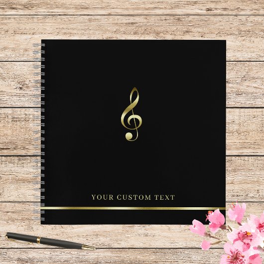 Gold Treble Clef Music Office Lehrer Elegant Notizblock