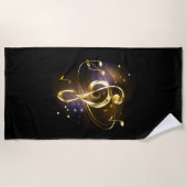 Gold Treble Clef Music Strandtuch (Vorderseite)
