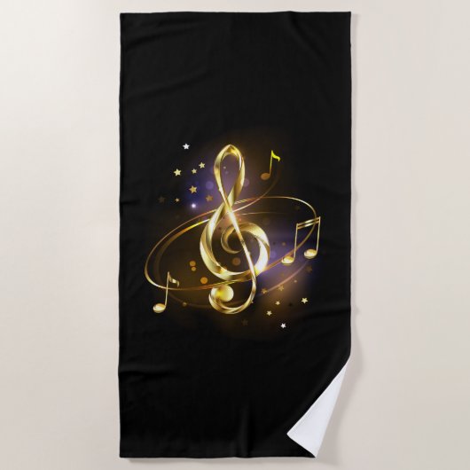 Gold Treble Clef Music Strandtuch (Vorderseite)