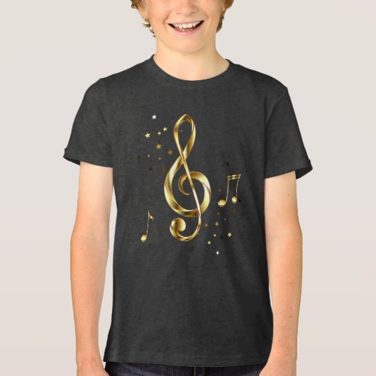 Gold Treble Clef Music Tri-Blend Shirt (Vorderseite)