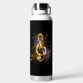 Gold Treble Clef Music Trinkflasche (Rückseite)