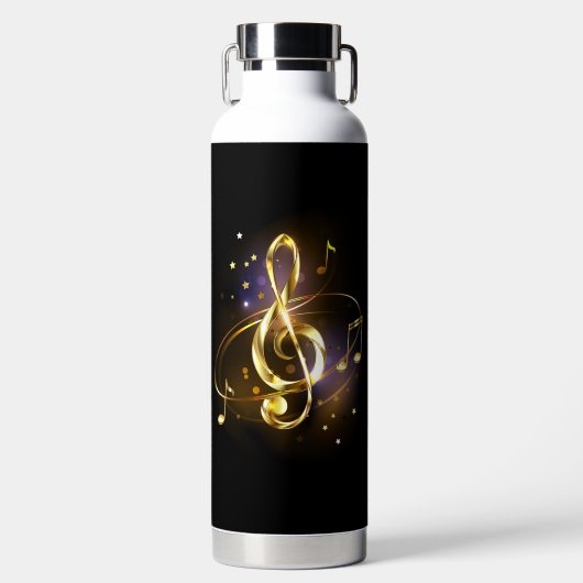 Gold Treble Clef Music Trinkflasche (Vorderseite)