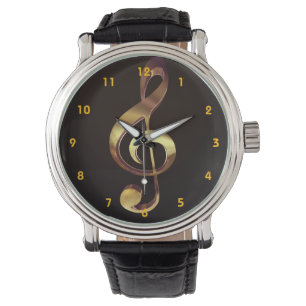 Gold Treble Clef Music Watch Armbanduhr