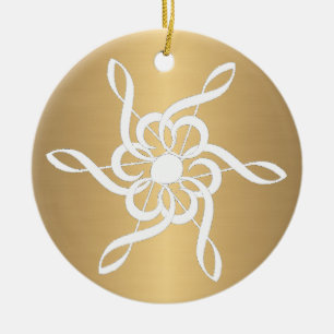 Gold Treble Clef Snowflake Keramik Ornament