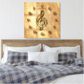Gold Treble Clef Uhr mit Kreis der Fünftel-Musik Leinwanddruck (Insitu (Schlafzimmer))