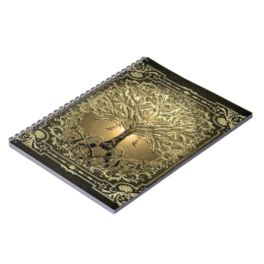 Gold Tree Alte Rustikale Notebook Notizblock (Linke Seite)