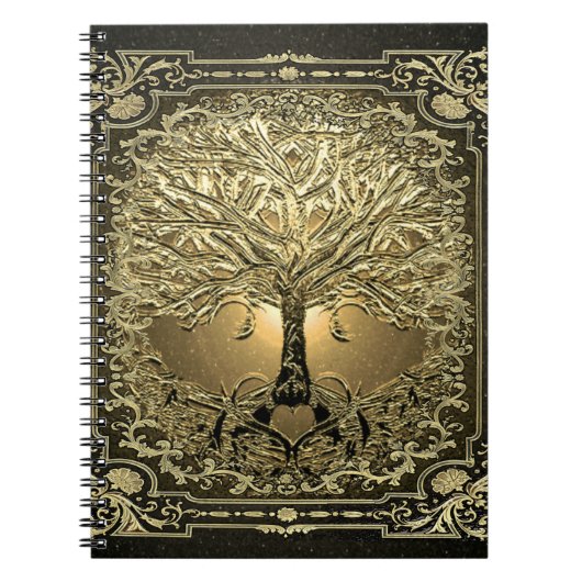 Gold Tree Alte Rustikale Notebook Notizblock (Vorderseite)