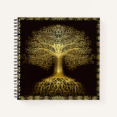 Gold Tree Alte Rustikale Notebook Notizblock (Vorderseite)