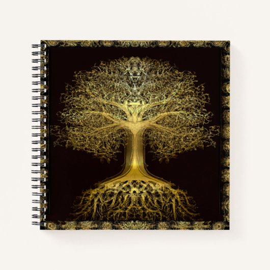 Gold Tree Alte Rustikale Notebook Notizblock (Vorderseite)