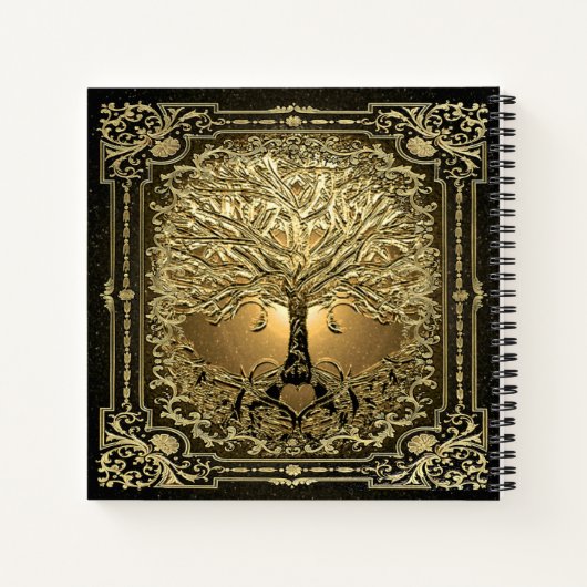Gold Tree Alte Rustikale Notebook Notizblock (Rückseite)