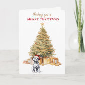 Gold Tree Dalmatiner Welpe Weihnachtskarte Feiertagskarte (Vorderseite)