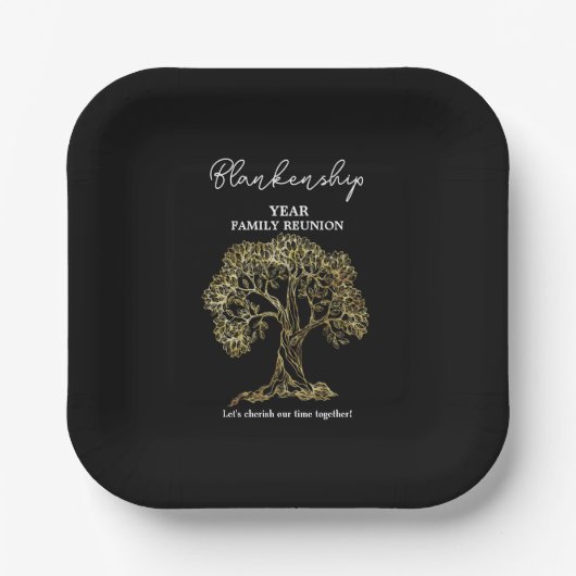 Gold Tree Family Wiedersehen Schwarz-weiß Pappteller (Vorderseite)