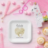 Gold Tree Heart Family Wiedersehen Personalisiert Pappteller (Party)