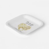 Gold Tree Heart Family Wiedersehen Personalisiert Pappteller (Gewinkelt)