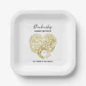 Gold Tree Heart Family Wiedersehen Personalisiert Pappteller (Vorderseite)