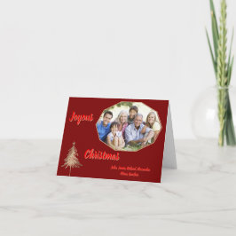 Gold Tree Minimal Dunkelrot Joyous Christmas Foto Karte