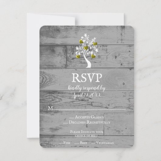 Gold Tree of Hearts Wedding RSVP Card Karte (Vorderseite)