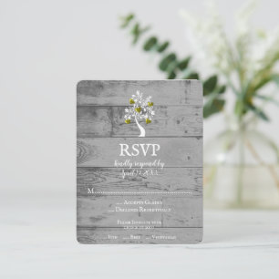 Gold Tree of Hearts Wedding RSVP Card Karte