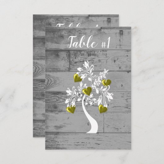 Gold Tree of Hearts Wedding Table Card Einladung (Vorne/Hinten)