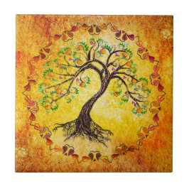 Gold Tree of Life Keramik Tile Fliese