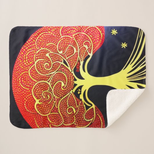 Gold Tree on Navy Background Sherpa Blanket Sherpadecke (Vorderseite (Horizontal))