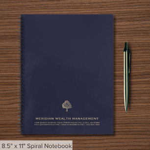 Gold Tree on Navy Blue Financial Planner Notebook Notizblock