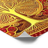 Gold Tree on Red Background Poster (Ecke)