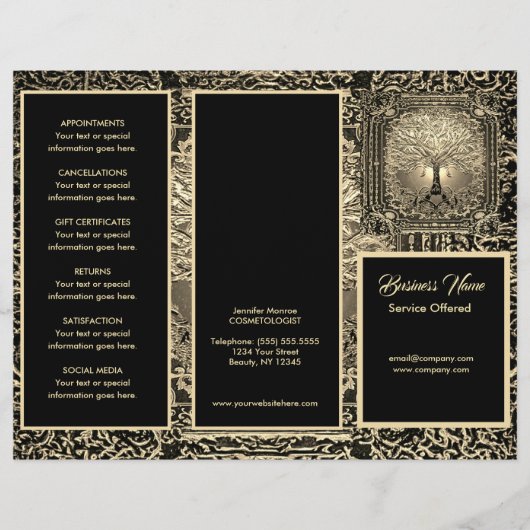 Gold Tree und Black Menu & Pricing Flyer (Vorne)