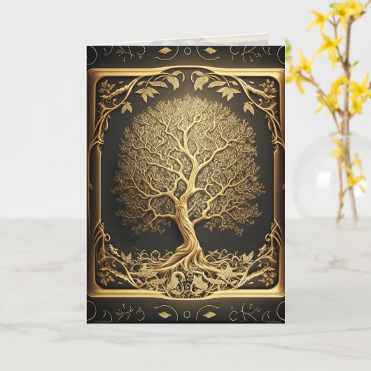 Gold Tree Verzierte Grafikkarte Karte (Gelbe Blume)