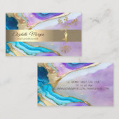 Gold Tree Violet Blue Yoga Instructor Visitenkarte (Vorne/Hinten)