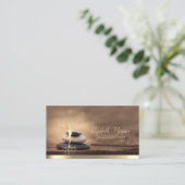 Gold Tree Woman Silhouette,Zen Stones Brown Visitenkarte (Stehend Vorderseite)