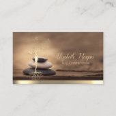 Gold Tree Woman Silhouette,Zen Stones Brown Visitenkarte (Vorderseite)