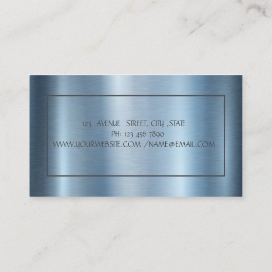 Gold Tree Women Silhouette Blue Metallic Visitenkarte (Rückseite)