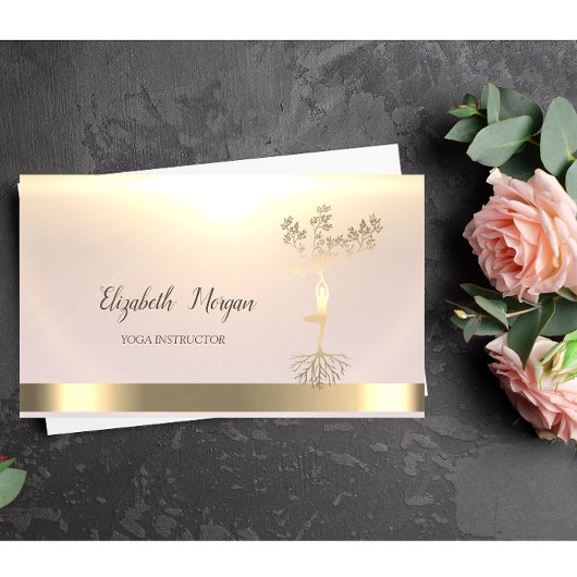 Gold Tree Women Silhouette Yoga Instructor Visitenkarte