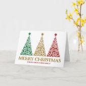 Gold Trees Niece & Family Frohe Weihnachten Karte (Gelbe Blume)