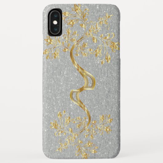 Gold Tree's on Glitzer Silver Case-Mate iPhone Hülle (Rückseite)