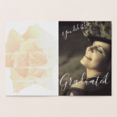 Gold Trendy Script Congratulation Foto Abschluss Folienkarte (Innenseite)