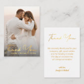 gold trendy Skript Hochzeit Foto danke Mitteilungskarte (Vorne/Hinten)