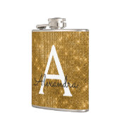Gold Trendy Sparkle Monogram Initial Flachmann (Links)