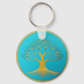 Gold Triangle Tree of Life Keychain Schlüsselanhänger (Rückseite)