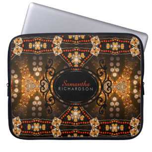 Gold Tribal Batik Maßgeschneiderter Name Laptop Hü Laptopschutzhülle